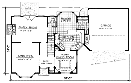 Contemporary, Country House Plan 91353 with 3 Beds, 3 Baths, 2 Car Garage First Level Plan