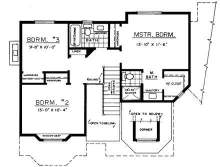 Contemporary, Country House Plan 91353 with 3 Beds, 3 Baths, 2 Car Garage Second Level Plan