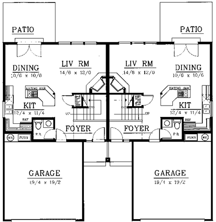 Traditional House Plan 91600 with 3 Beds, 3 Baths, 2 Car Garage First Level Plan