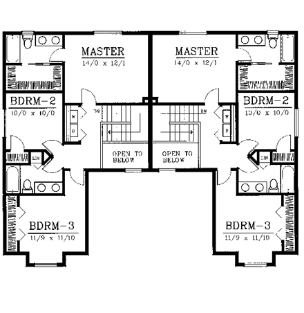 Traditional House Plan 91600 with 3 Beds, 3 Baths, 2 Car Garage Second Level Plan