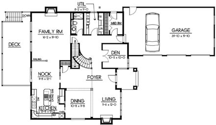 Contemporary, Prairie, Southwest House Plan 91608 with 4 Beds, 3 Baths, 3 Car Garage First Level Plan