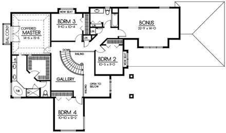 Contemporary, Prairie, Southwest House Plan 91608 with 4 Beds, 3 Baths, 3 Car Garage Second Level Plan