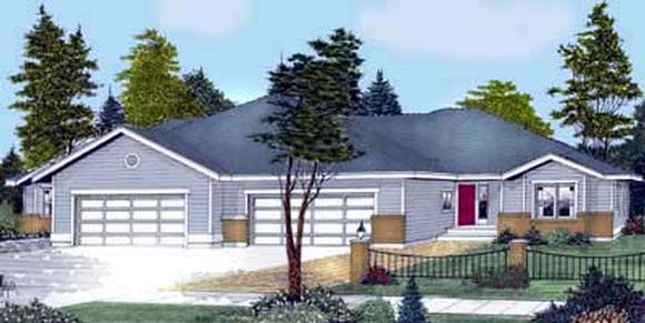Traditional Multi-Family Plan 91613 with 4 Beds, 6 Baths, 4 Car Garage Elevation