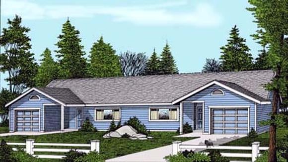 One-Story, Ranch, Traditional Multi-Family Plan 91615 with 4 Beds, 2 Baths, 2 Car Garage Elevation