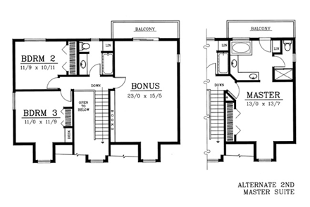 Cape Cod, Country House Plan 91631 with 3 Beds, 3 Baths, 2 Car Garage Second Level Plan