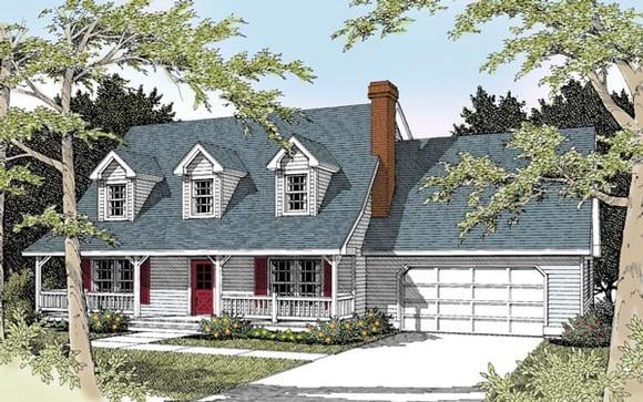 Cape Cod, Country House Plan 91631 with 3 Beds, 3 Baths, 2 Car Garage Elevation