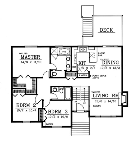 Traditional House Plan 91635 with 3 Beds, 2 Baths, 2 Car Garage First Level Plan