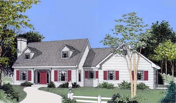 Cape Cod, Colonial House Plan 91640 with 3 Beds, 3 Baths, 2 Car Garage Elevation
