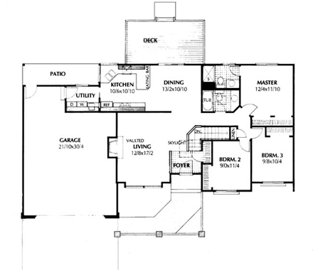 One-Story, Ranch, Southwest House Plan 91643 with 3 Beds, 2 Baths, 2 Car Garage First Level Plan