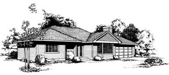 One-Story, Ranch, Traditional House Plan 91646 with 3 Beds, 1 Baths Elevation