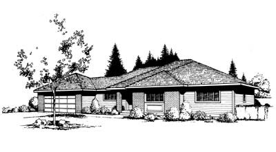Contemporary, Prairie, Southwest House Plan 91649 with 3 Beds, 2 Baths, 2 Car Garage Elevation