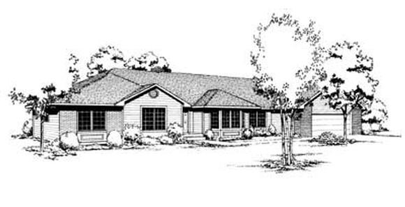 Contemporary, One-Story, Ranch House Plan 91652 with 3 Beds, 3 Baths, 2 Car Garage Elevation