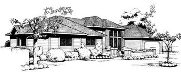 Contemporary, Prairie, Southwest House Plan 91655 with 3 Beds, 2 Baths, 2 Car Garage Elevation