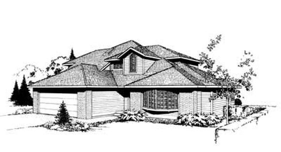 Southwest, Traditional House Plan 91663 with 3 Beds, 3 Baths, 2 Car Garage Elevation