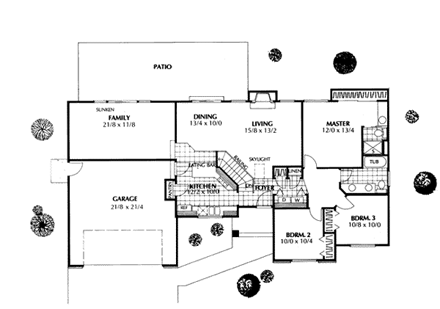 Prairie, Southwest House Plan 91667 with 3 Beds, 2 Baths, 2 Car Garage First Level Plan