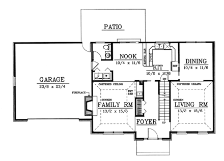 Colonial, Traditional House Plan 91668 with 3 Beds, 3 Baths, 2 Car Garage First Level Plan