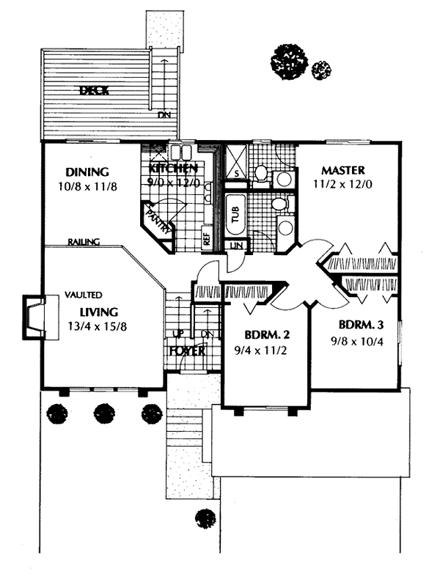 Contemporary, Narrow Lot, Traditional House Plan 91673 with 3 Beds, 2 Baths, 2 Car Garage First Level Plan