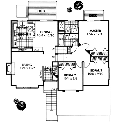 Contemporary, Traditional House Plan 91676 with 3 Beds, 2 Baths, 2 Car Garage First Level Plan