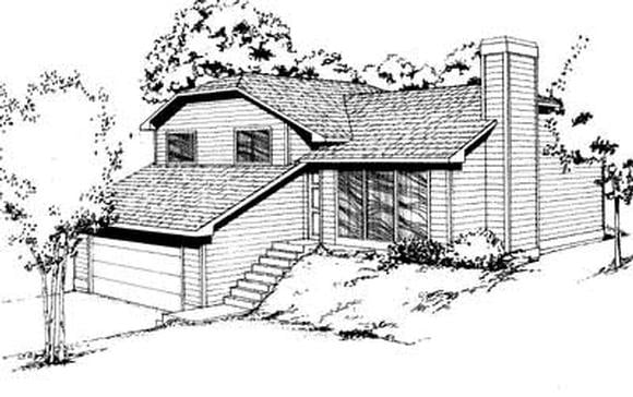 Contemporary, Narrow Lot, Traditional House Plan 91677 with 3 Beds, 2 Baths, 2 Car Garage Elevation