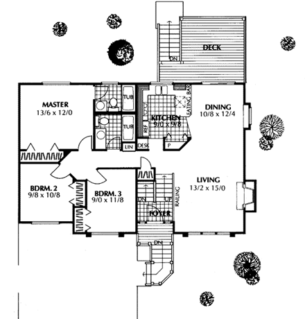 Contemporary, Country, Traditional House Plan 91678 with 3 Beds, 3 Baths, 2 Car Garage First Level Plan
