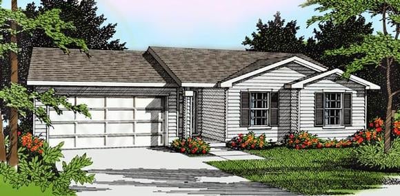 Colonial, One-Story, Ranch, Traditional House Plan 91694 with 3 Beds, 2 Baths, 2 Car Garage Elevation
