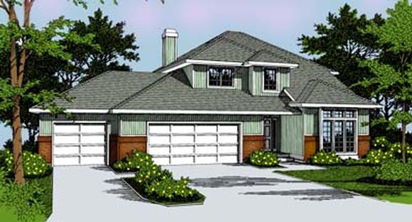 Traditional House Plan 91813 with 5 Beds, 3 Baths, 3 Car Garage Elevation