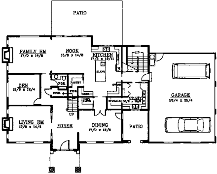 Colonial, Traditional House Plan 91822 with 5 Beds, 4 Baths, 3 Car Garage First Level Plan