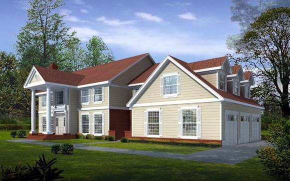 Colonial, Traditional House Plan 91822 with 5 Beds, 4 Baths, 3 Car Garage Elevation