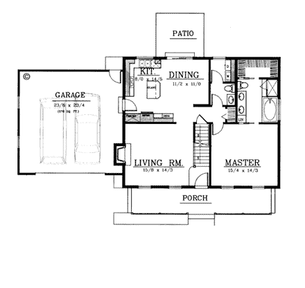 Cape Cod, Country, Farmhouse House Plan 91830 with 3 Beds, 3 Baths, 2 Car Garage First Level Plan