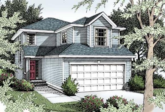 Colonial, Narrow Lot, Traditional House Plan 91831 with 3 Beds, 3 Baths, 2 Car Garage Elevation
