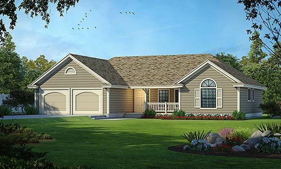 Colonial, Contemporary, Country, One-Story, Traditional House Plan 91832 with 2 Beds, 2 Baths, 2 Car Garage Elevation
