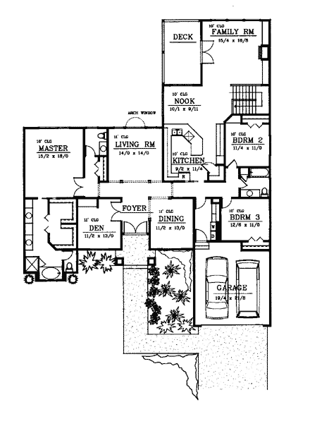 Mediterranean, One-Story House Plan 91841 with 4 Beds, 3 Baths, 2 Car Garage First Level Plan