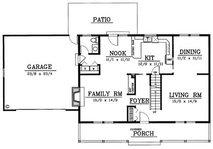 Country, Farmhouse House Plan 91846 with 3 Beds, 3 Baths, 2 Car Garage First Level Plan