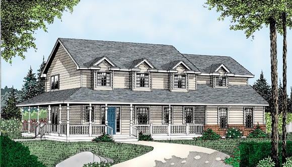 Country, Farmhouse, Southern House Plan 91865 with 3 Beds, 3 Baths, 3 Car Garage Elevation