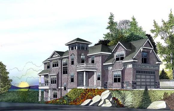 Cape Cod, Narrow Lot House Plan 91873 with 4 Beds, 5 Baths, 3 Car Garage Elevation