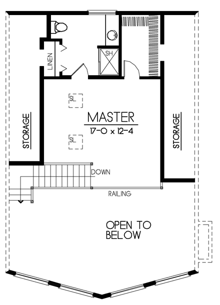 Contemporary, Narrow Lot House Plan 91886 with 3 Beds, 3 Baths Second Level Plan
