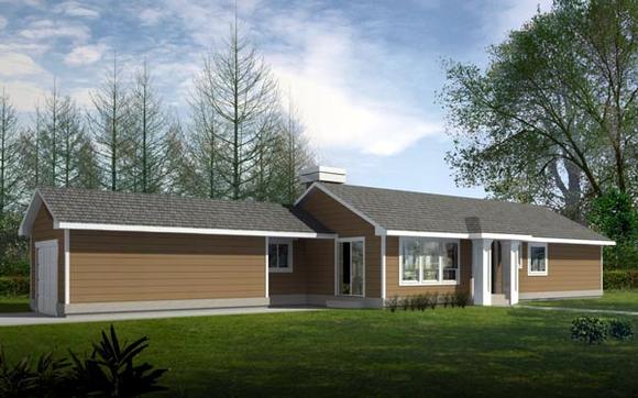 One-Story, Ranch House Plan 91887 with 3 Beds, 2 Baths, 1 Car Garage Elevation
