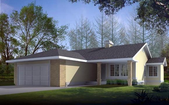 One-Story, Ranch House Plan 91890 with 2 Beds, 2 Baths, 2 Car Garage Elevation