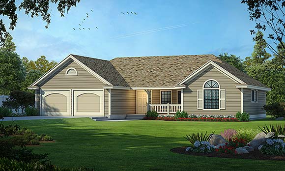 One-Story, Ranch, Traditional House Plan 91891 with 2 Beds, 2 Baths, 2 Car Garage Elevation