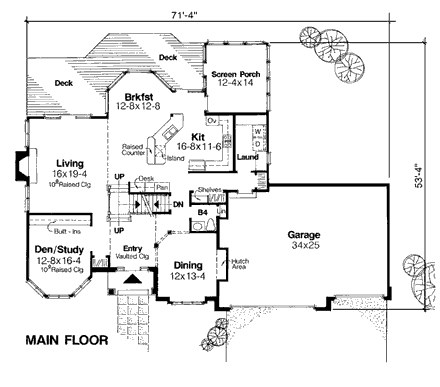 Country, Victorian House Plan 92045 with 4 Beds, 4 Baths, 3 Car Garage First Level Plan