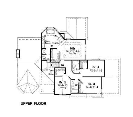 Country, Victorian House Plan 92045 with 4 Beds, 4 Baths, 3 Car Garage Second Level Plan