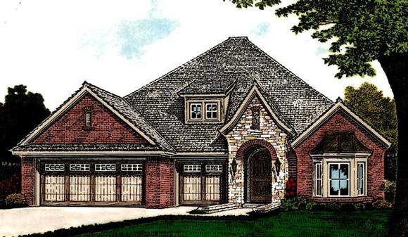 Country, European House Plan 92215 with 3 Beds, 3 Baths, 3 Car Garage Elevation