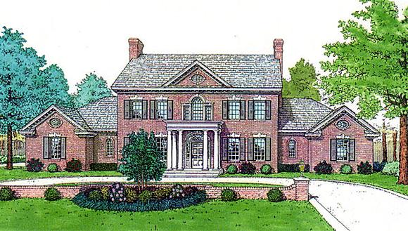 Colonial, French Country, Southern House Plan 92219 with 4 Beds, 4 Baths, 3 Car Garage Elevation