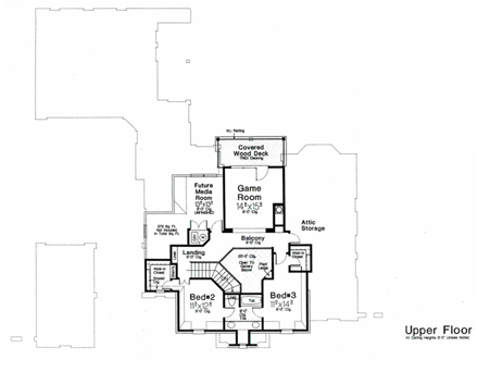 European, French Country House Plan 92230 with 3 Beds, 3 Baths, 3 Car Garage Second Level Plan