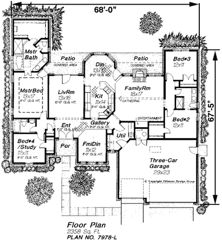 Traditional House Plan 92246 with 4 Beds, 3 Baths, 3 Car Garage First Level Plan