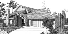 Bungalow, Contemporary Multi-Family Plan 92299 with 4 Beds, 4 Baths, 2 Car Garage Elevation