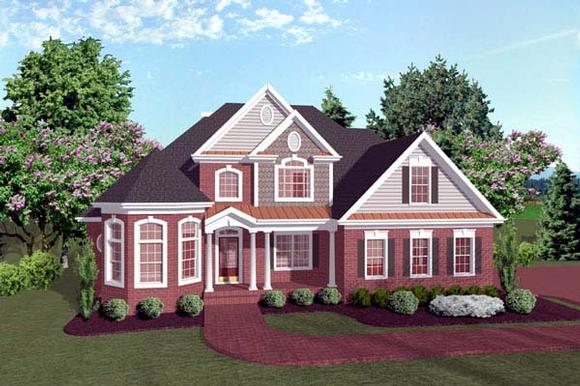 Traditional House Plan 92317 with 4 Beds, 3 Baths, 2 Car Garage Elevation
