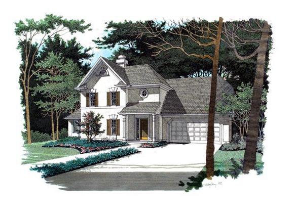 Traditional House Plan 92318 with 3 Beds, 3 Baths, 2 Car Garage Elevation