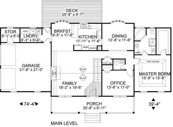 Country, Traditional House Plan 92321 with 3 Beds, 3 Baths, 2 Car Garage Level One
