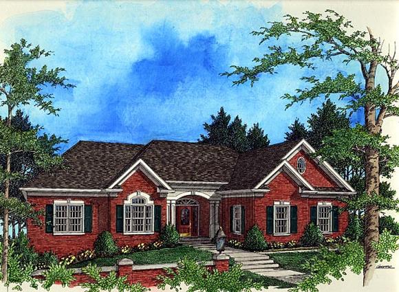 One-Story, Traditional House Plan 92322 with 3 Beds, 3 Baths, 2 Car Garage Elevation